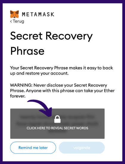 MetaMask Secret Recovery Phrase